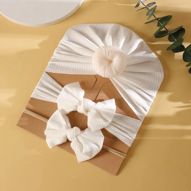 Saç aksesuarları 3pcs/set doğumlu kız kızlar 3d bowknot elastik kafa bandı yumuşak yürümeye başlayan çocuk bebekler türban şapkaları