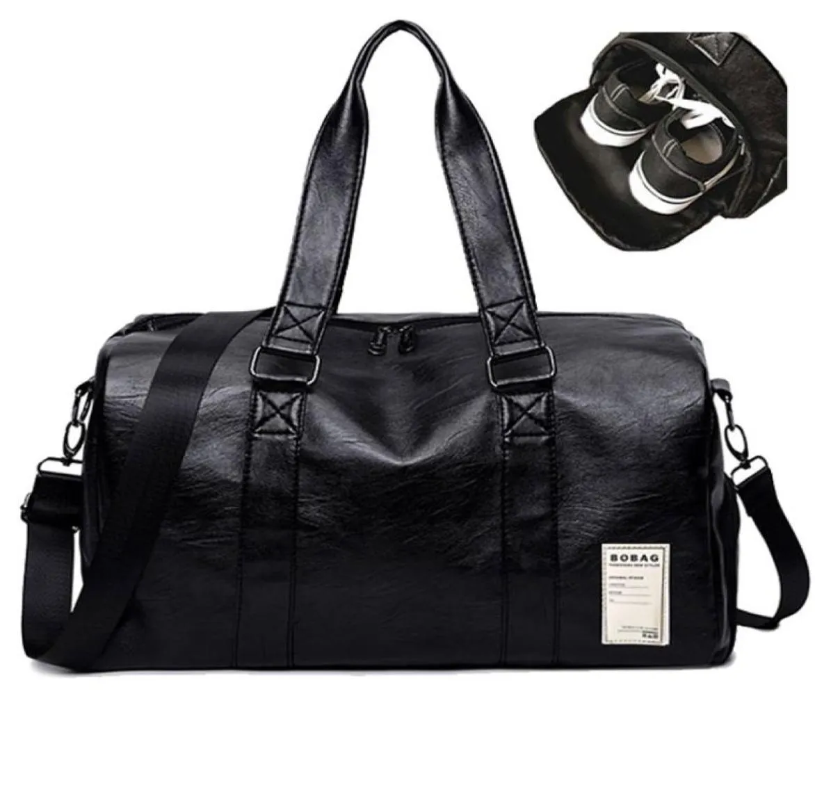 PU LÄDER Gym Male Bag Top Female Sport Shoe Bag For Women Fitness Over The Shoulder Yoga Bag Travel Handbags Black Red6806482