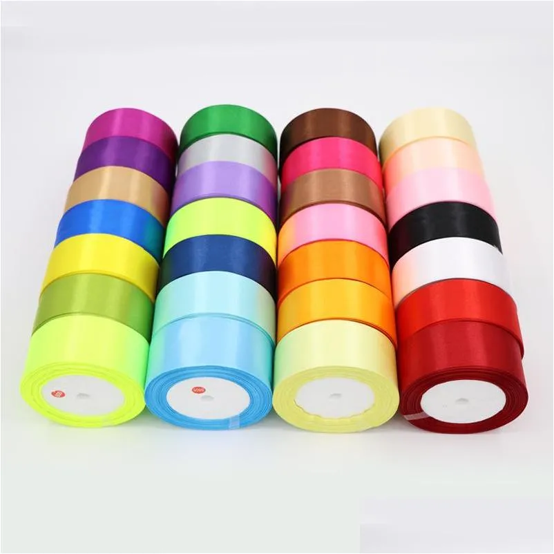 Ribbon 36 Färg 25mm 25YR/ROLL HANDWORK Polyester Silk Satin Ribbons Bow Home Party Decorations Diy Christmas Gifts Wrap 986 V2 DR DHXS7