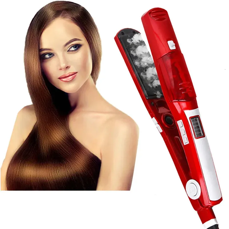 Stijltangen Stoom Flat Iron Stijltang Professionele krultang Keramisch haar rechttrekken Krultang Haarverzorging Styling Tool 231201