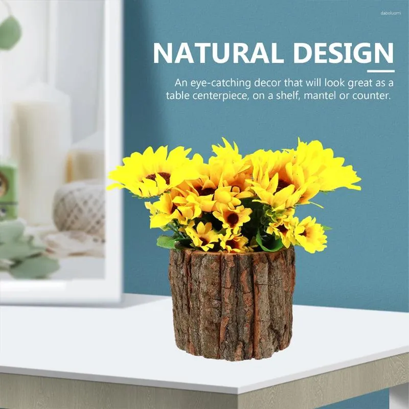 Vase Country Flower Vase Bark Fountain Rustic Wedding Decorationsウッドログコンテナ