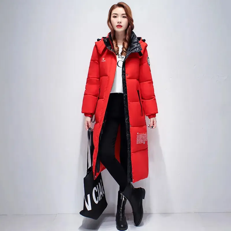 Women's Down Parkas Winter Cold Coat Super Coats Jackor Huva Lång vadderad jacka grossistkvinnor Korean Fashion 231201