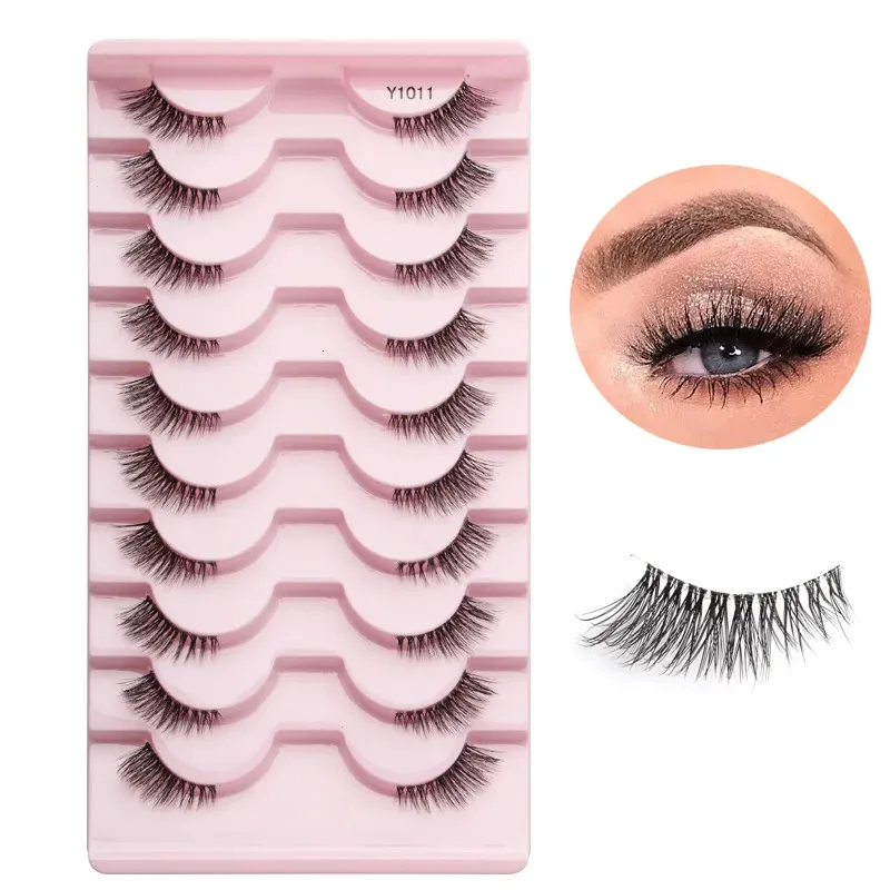 Falska ögonfransar halv falska ögonfransar 510 halv fransar mjuka naturliga katt ögon fransar makeup verktyg förlängning fluffy faux cils maquiagem halv fransar 231201