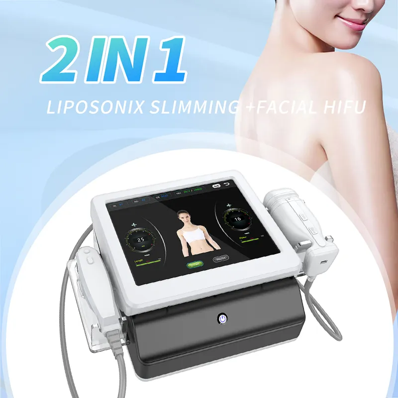 2IN1 HIFU FACELIFT 기계 LIPOSONIX BODY SLIMMING FACE 리프팅 페이셜 주름 제거 피부 리프트 및 조임