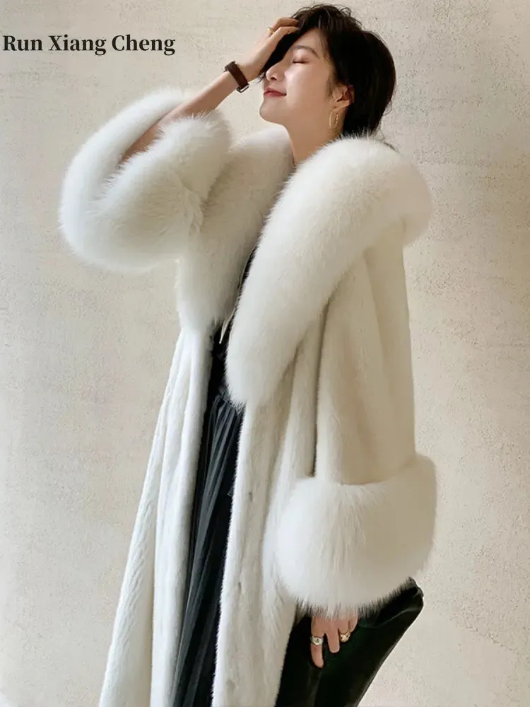 Frauen Pelz Faux Frauen Kleidung Mantel Winter 2023 Nachahmung Marten Luxus Einfache High Street Casual Stil Plus Größe Top 231201