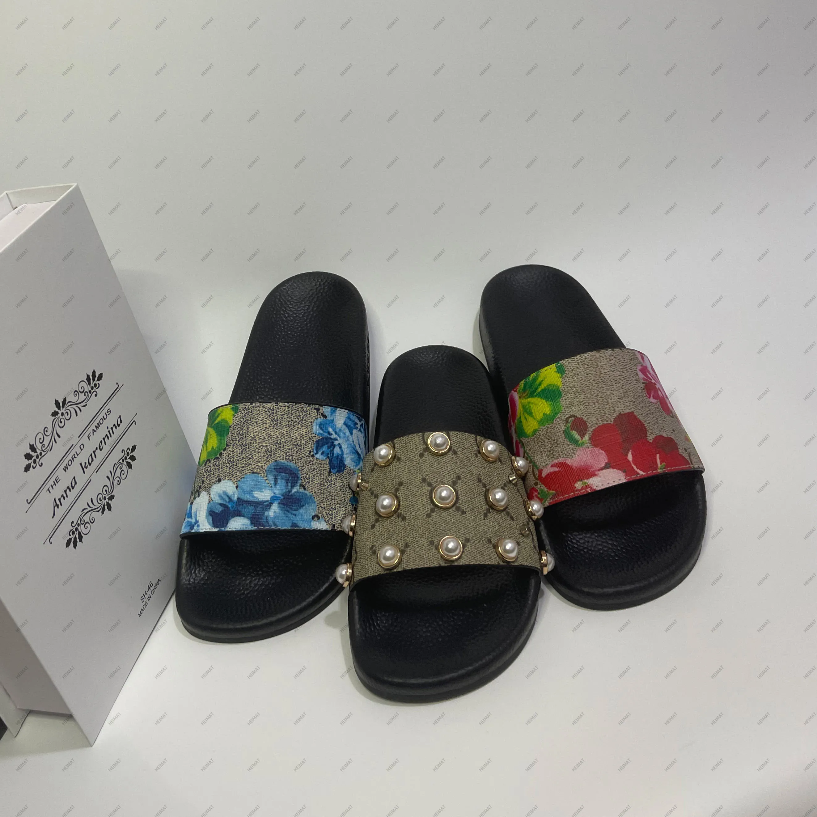 Floral Brocade Designer Slippers Rubber Slides Sandals for Men Women