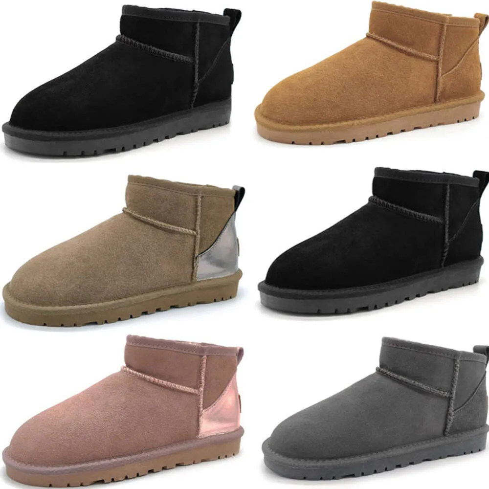 2023 mujeres mini botas de nieve botas invierno uggsboot gamuza mantener caliente felpa castaño gris hombres mujer diseñador tobillo botines casuales zapatillas