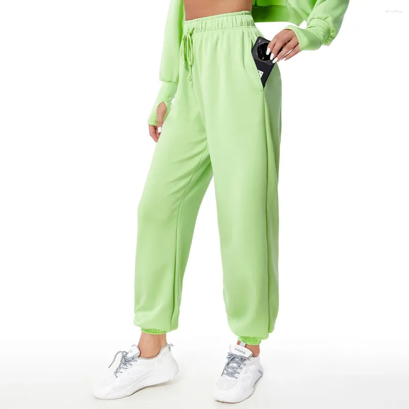 Calças ativas moda casual sweatpants solto cintura alta perna reta mulheres ginásio yoga fitness cuffed pant respirável elástico