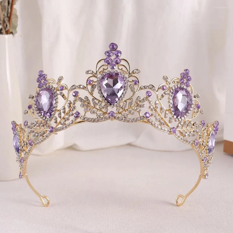 Pinces à cheveux en cristal violet, couronne de mariée, coiffure baroque, diadèmes de mariée, couvre-chef pour femme, accessoires bijoux de fête