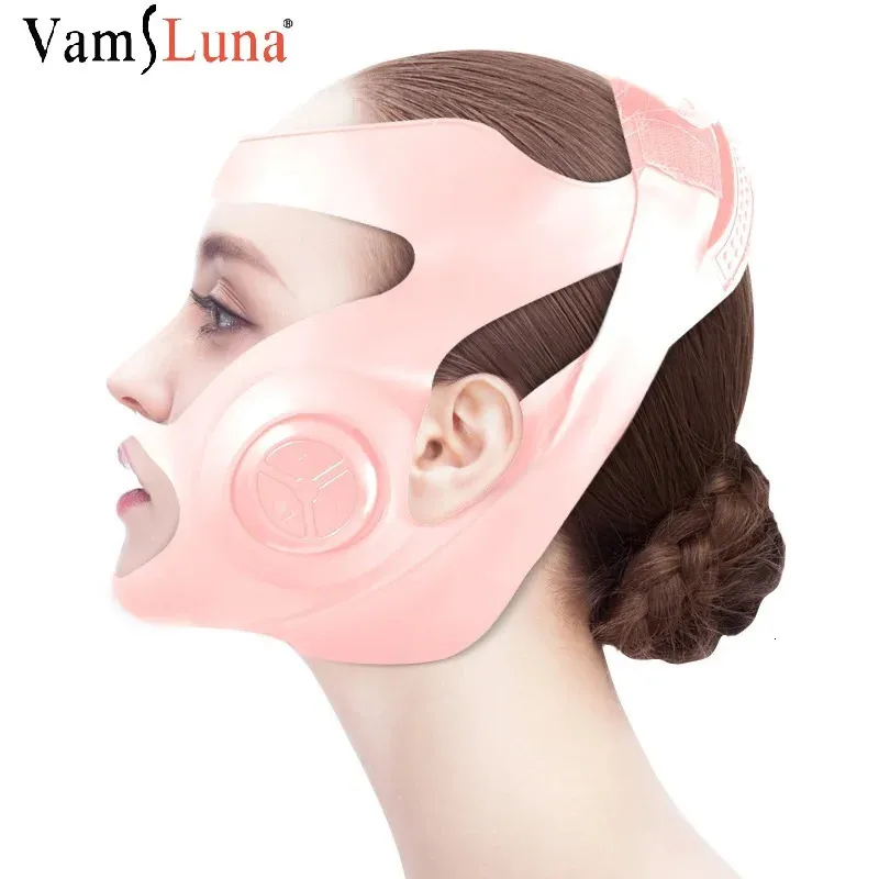 Dispositivos de cuidado facial Gris Rosa Eléctrico En forma de V Cara delgada Adelgazamiento Máscara de mejilla Masajeador Máquina de elevación V-Line Levantamiento Dispositivo de terapia de vendaje 231201