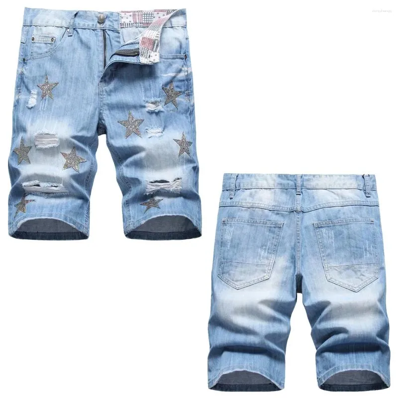 Jeans pour hommes Summer Luxury Kpop Streetwear Ripped Trendy Designer en détresse Casual Boyfriend Black Denim Shorts