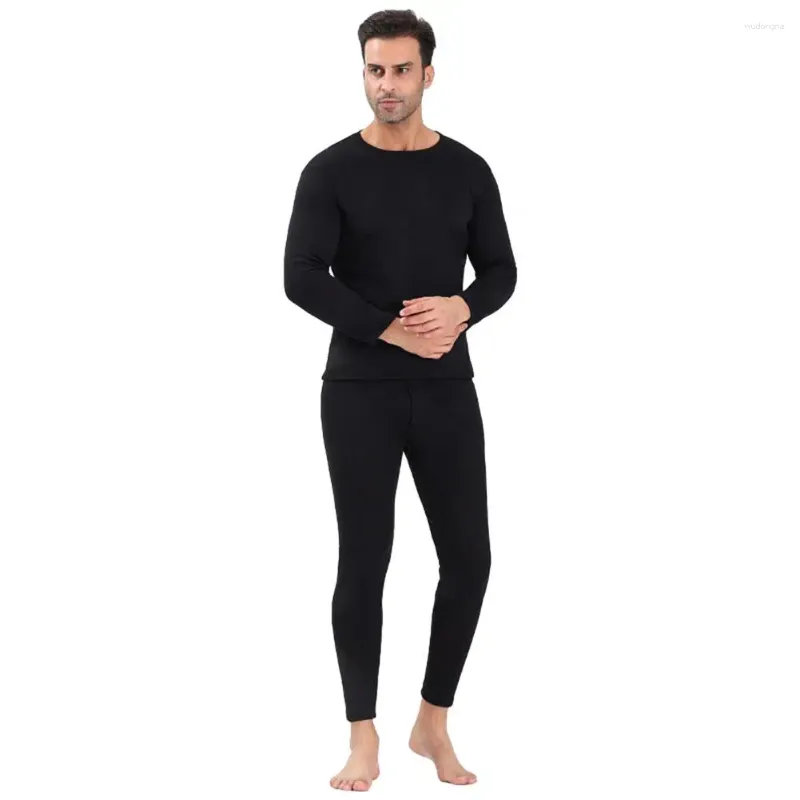 Men's Sleepwear Winter Thermal Clothing Set Men Underwear Unisex Warm Thick Fleece Lined Long Sleeve For Sport