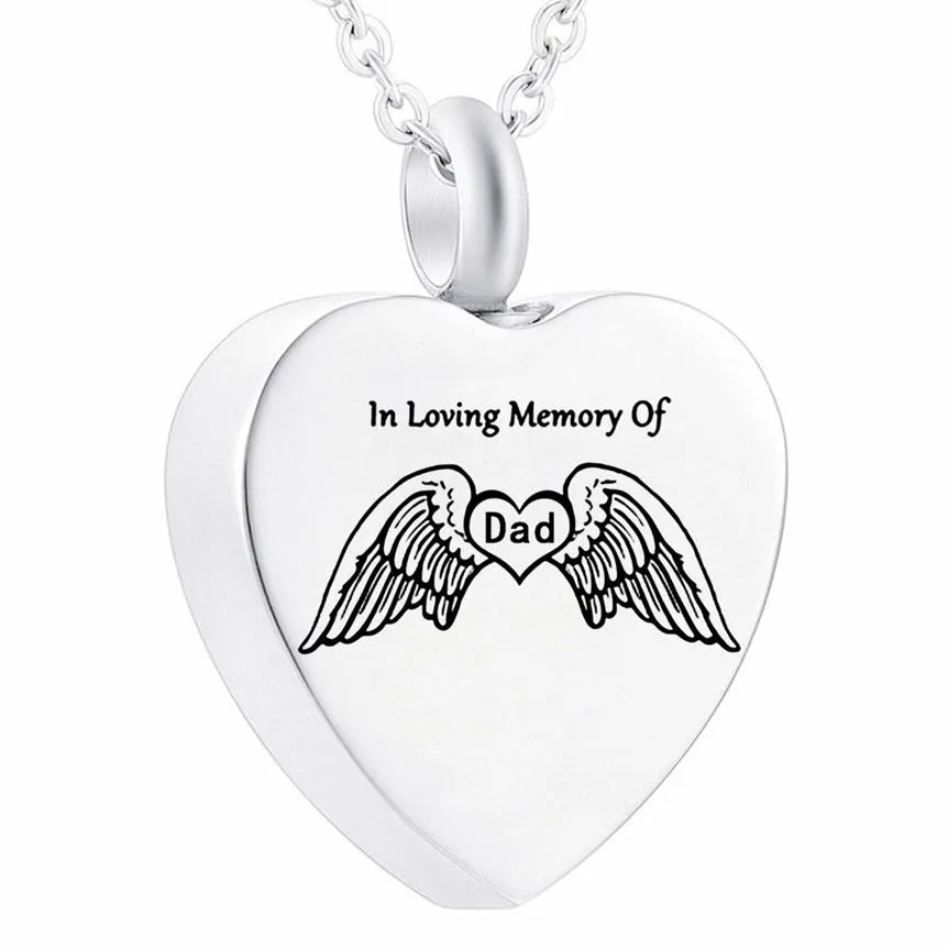 En mémoire de papa Type ailes d'ange cendres bijoux collier pendentif de crémation avec joli emballage Bag227D