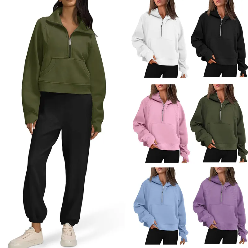 Felpa con cappuccio da donna con mezza zip e scuba Tuta da yoga Designer Giacca da yoga Align Yoga Felpa Pullover Felpa con cappuccio Maglione Felpa traspirante Allenamento Palestra Legging Yoga Abbigliamento sportivo XXL