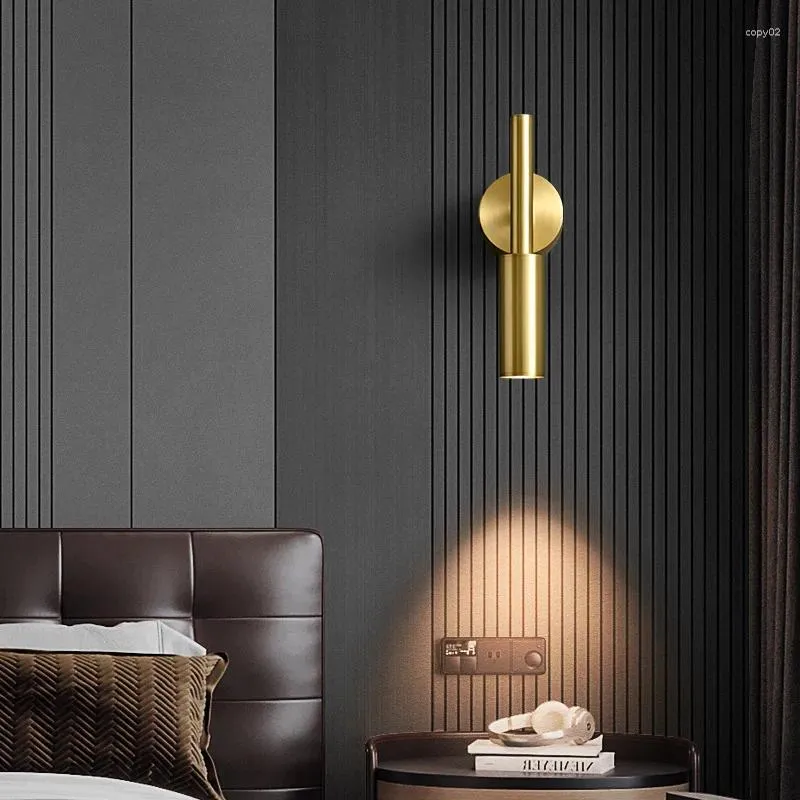 Wandleuchte Nordic Kupfer LED für Nachttisch Wohnzimmer Treppen Gang Luxus Wandleuchte Innenbeleuchtung Fixture Lustre Home Decor