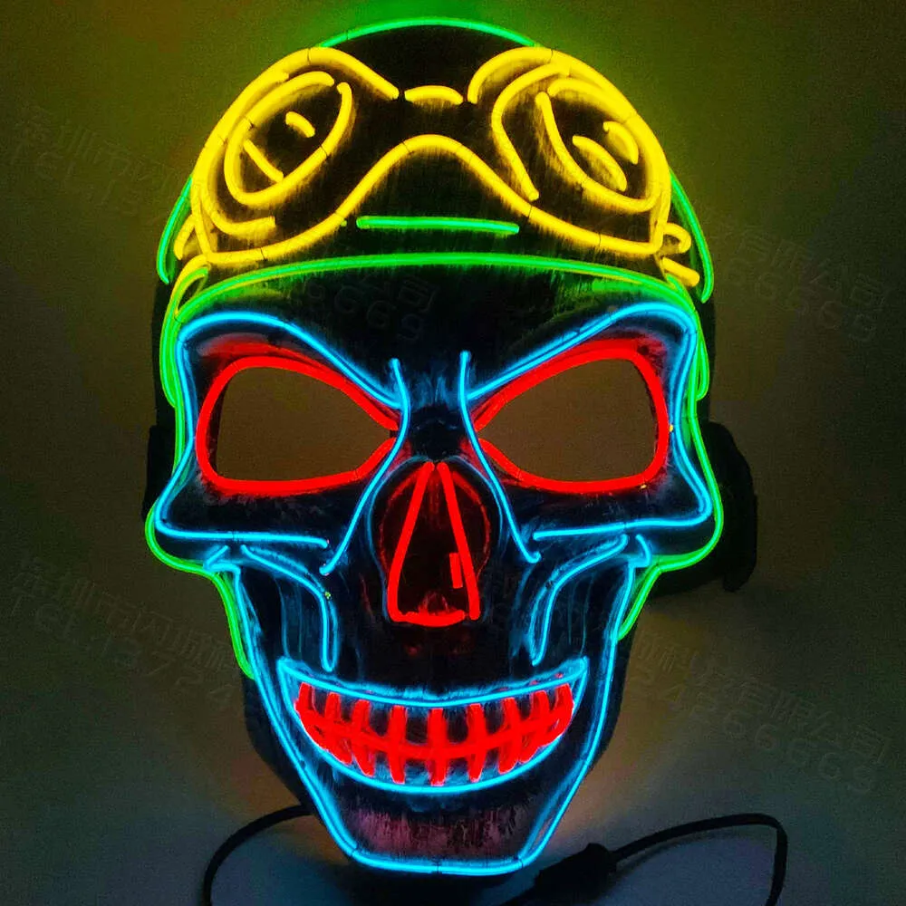 LED Halloween Skull Mask - Light Up Terrifying Mask, Fluorescent ...