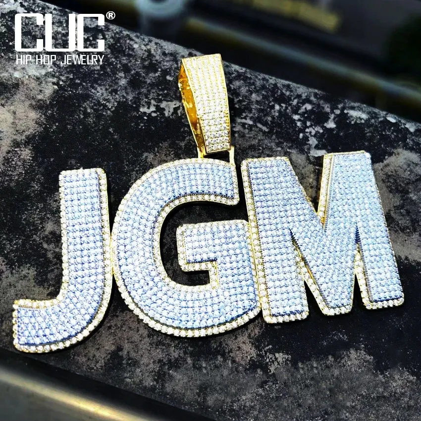 Ожерелья с подвесками CUC, большая двухслойная буква, индивидуальное имя, Iced Out, Micro Pave, циркон, ожерелье в стиле хип-хоп для мужчин, женщин, цепочка, индивидуальный драгоценный камень 231201