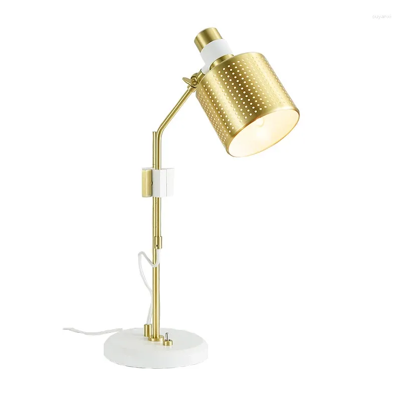 Настольные лампы, современная лампа, скандинавский простой дизайн, белое золото, настольный светильник с регулируемой яркостью E27, освещение для кабинета, спальни, офиса