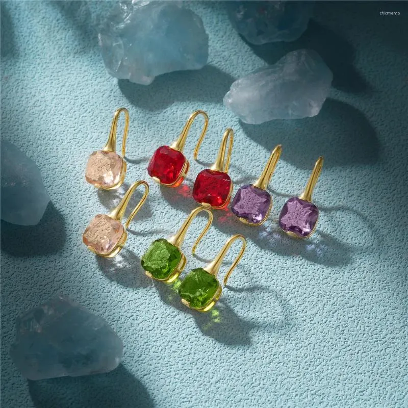 Orecchini a bottone AIDE vero argento sterling 925 per donna geometrico melograno rosso mela verde zircone gancio per l'orecchio piercing alla moda