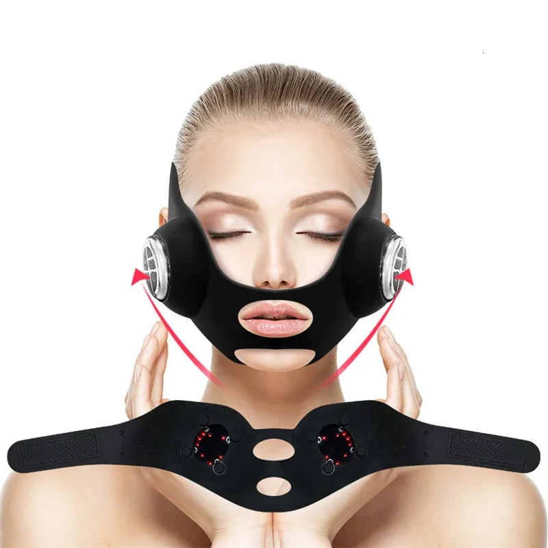 Ansiktsvårdsenheter Electric Mask EMS Microcourrent Vibration Vshaped Chin Lyftning Dra åt Anti Wrinkle Skin Massage Instrument 231202