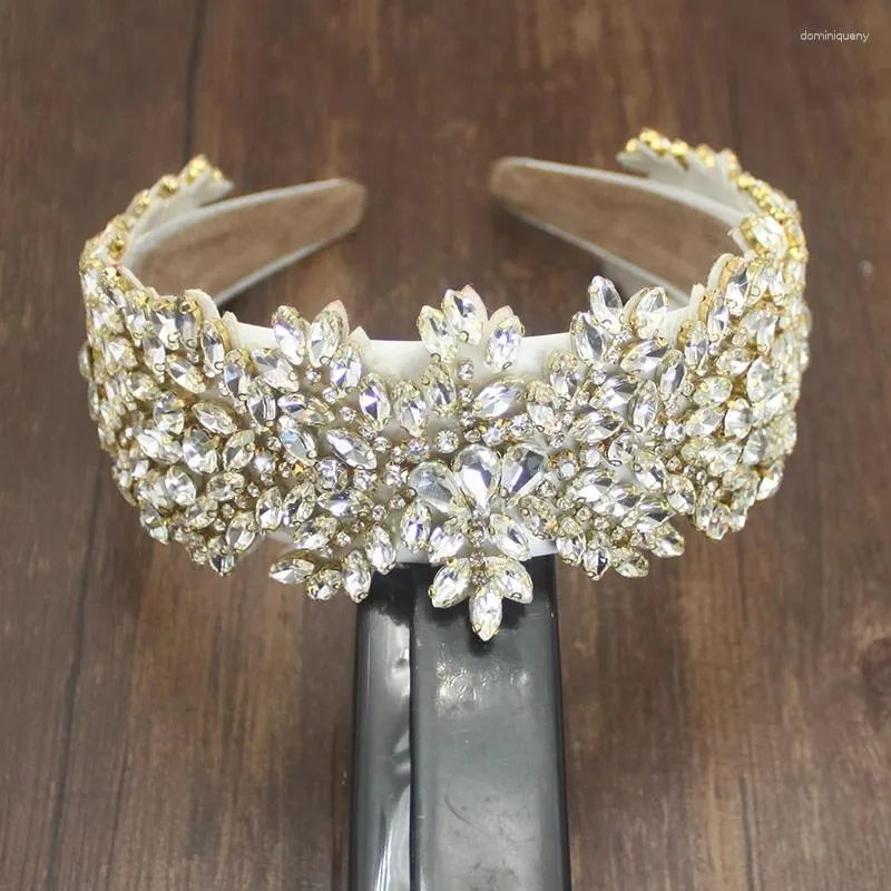 Hair Clips Luxury Sparkly Bridal Crown Accessories Full Clear Crystal Rhinestone Headpiece Women Tiaras Gorgeous Baroque Hairband