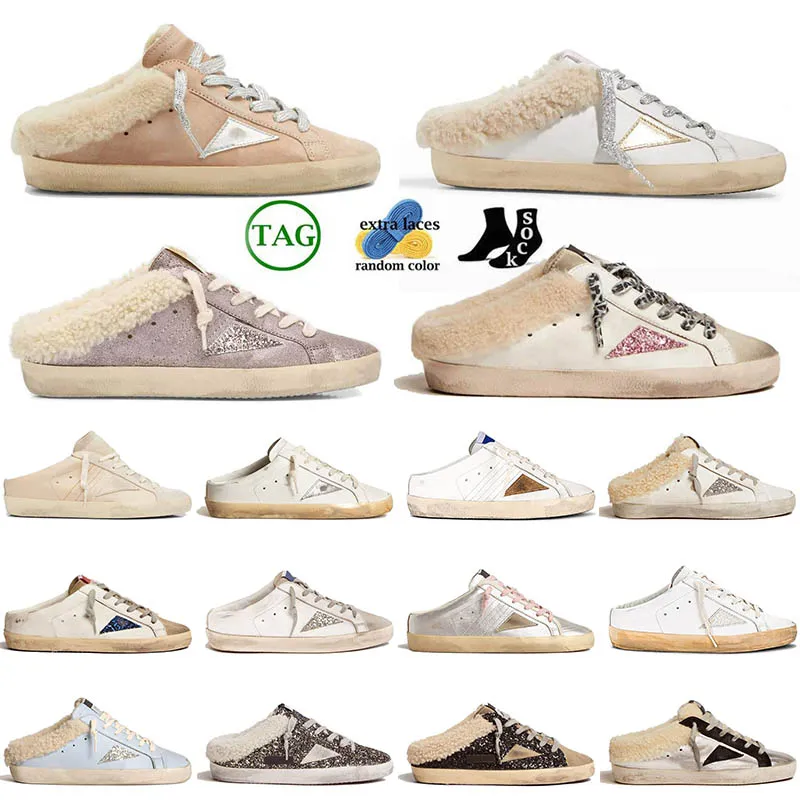 Chaussures décontractées Italie Chaussures de créateurs Sneaker Super Star Sabot Sequin Blanc Do-Old Dirty Star Baskets Femmes Pantoufles de fourrure Australie Laine d'hiver