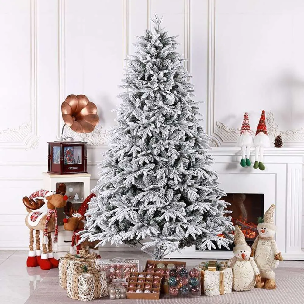 2023 New Christmas Tree Snowflake Scenery Decoration Tree Snowfall Tree 180m PE Flocking Christmas Tree