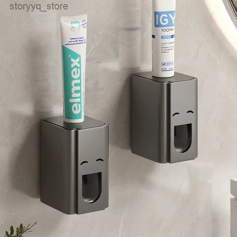 COZYTO GlowRack Wall-Mounted Toothbrush Holder – Smoky Charcoal Gray, 3 Cups, With Toothpaste Dispenser & Storage Tray