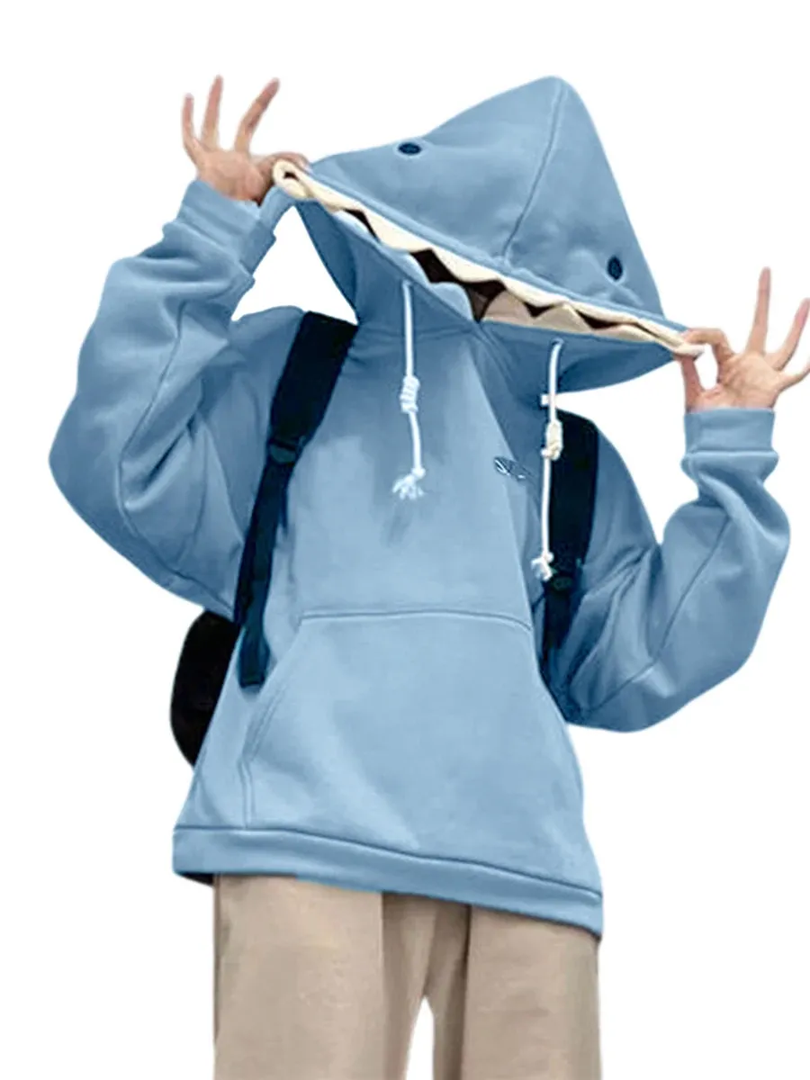 Men S Hoodies Sweatshirt Cute Shark Hoodie Long Sleeve Blue Kawaii