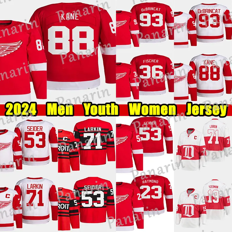 #88 Patrick Kane ters retro hokey forması #93 Alex Debrincat Dylan Larkin Moritz Seider David Perron Gordie Howe Pavel Datsyuk Steve Yzerman Lucas Raymond Forma