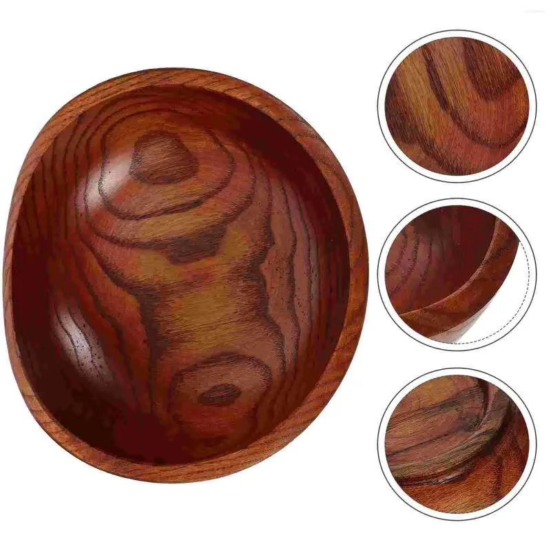 Bowls Wood Salad Bowl Wooden Bread Large Serving Fruit Seasoning Kitchen Counter