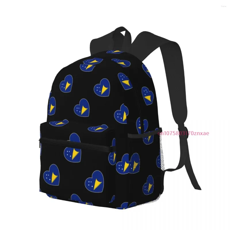 Rucksack Tokelau-Flaggen-Herz, lässig, leicht, für Schule, Rucksack, Reisetasche, Unisex, Flaschen-Seitentaschen