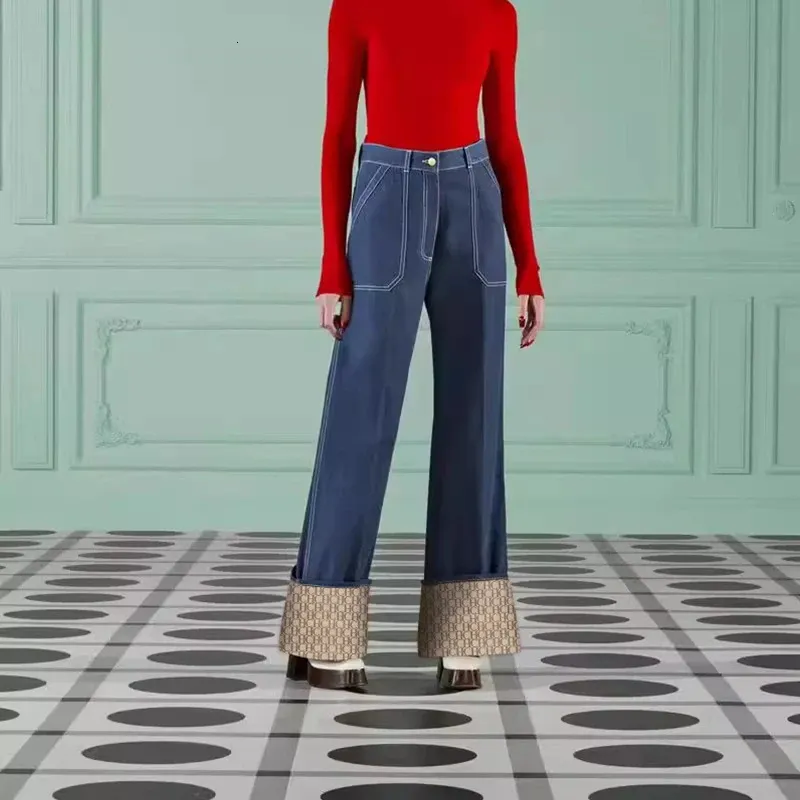 Dżinsy dla kobiet vintage prosta moda moda swobodna biuro damskie luźne losowe mopworki mopujące szerokie spodnie nogi 231201