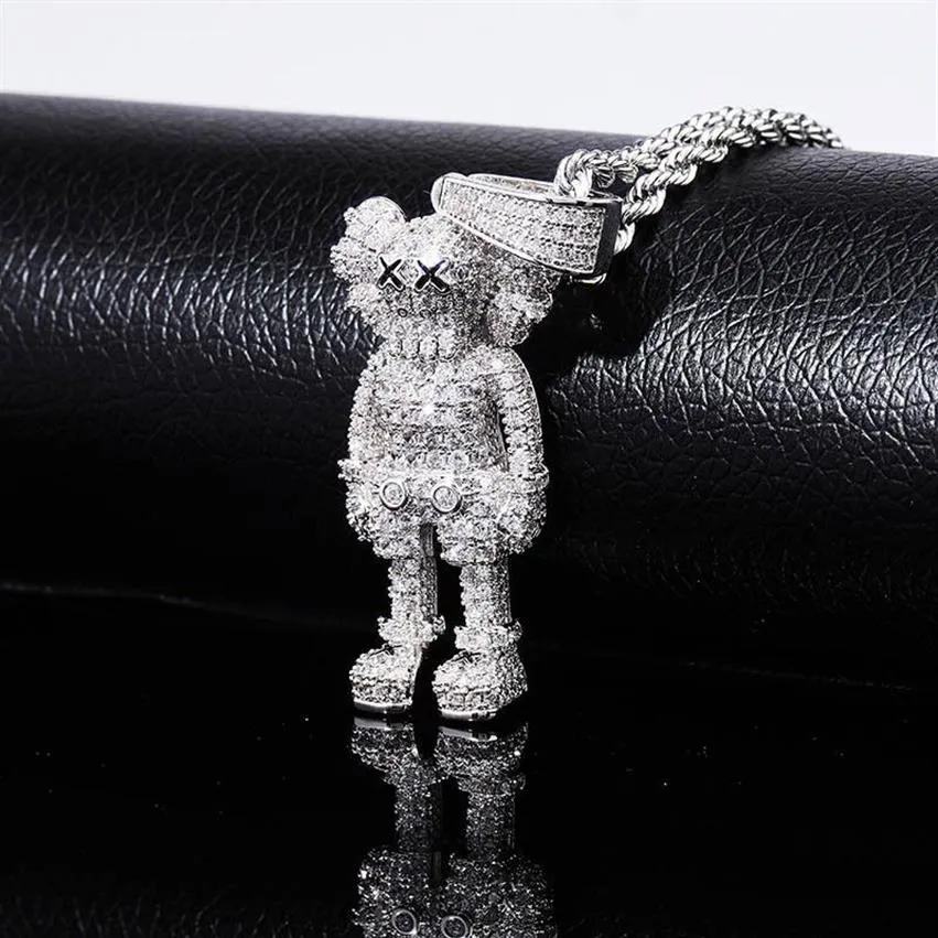 Iced Out Cartoon Puppets Pendant & Necklace Cubic Zirconia Necklace Fashion Hip Hop Jewelry Mens Gift Y200810242G
