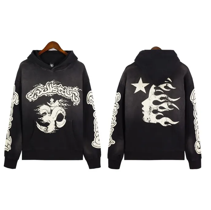 Hellstar Shark Graphic Tee Graphic Zip Up Hoodie With Letter Print And ...