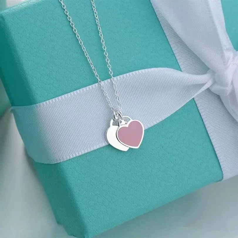 Collier de luxe rose amour coeur pendentif colliers bijoux de créateur bracelet femmes cadeau de vacances avec box2724