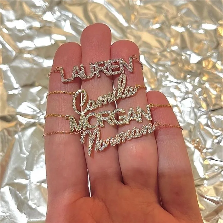 Rvs Aangepaste Naam Zirkoon Ketting Gepersonaliseerde Kristal Naam Kettingen Hanger Ketting voor Vrouwen Sieraden Verjaardag Gif 2250I