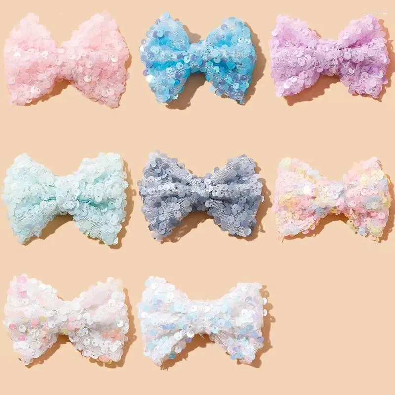 Hair Accessories 10Pcs/lot Chic Princess Lace Clips Bling Netting Sequins Bow Hairpin Glitter Knot Sweet Headwear Girls