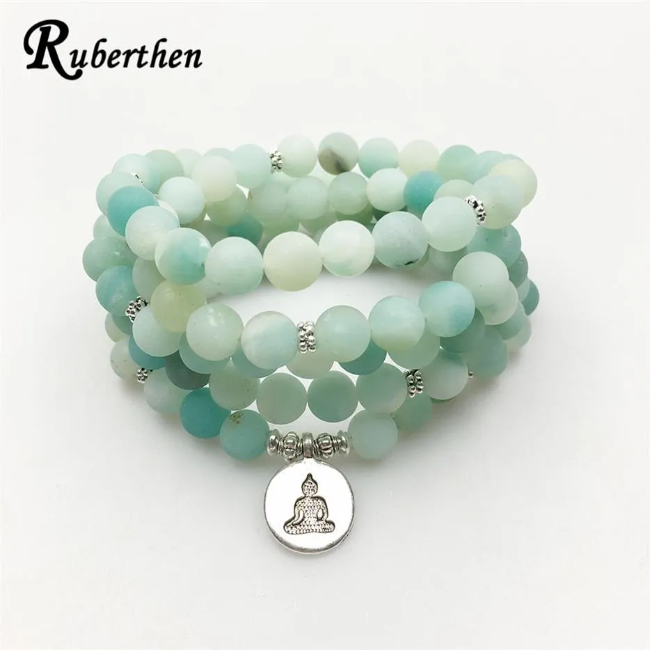 Ruberthen 2017 Nuovo design Ab amazonite Mala Beads Bracciale Trendy Yoga Collana Bracciale in pietra naturale fatto a mano di alta qualità J1907340s