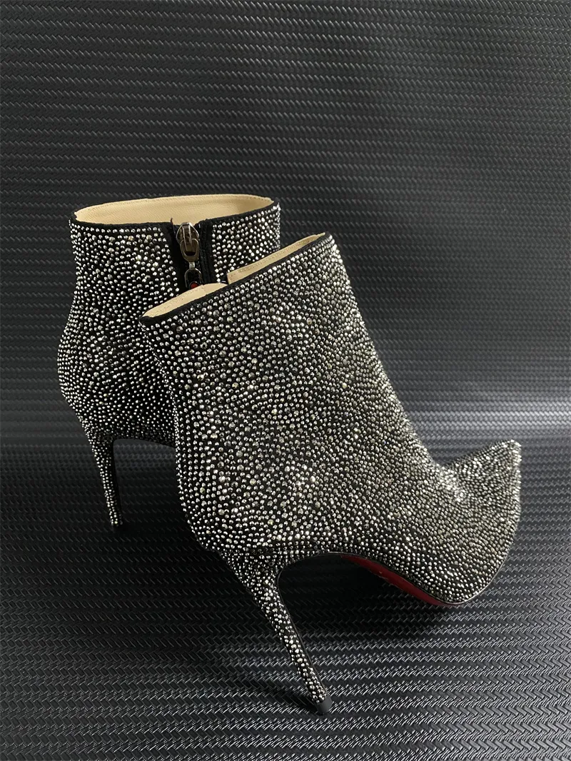 Red Sole High Heel Shoes: Crystal Embellished Red High Heel