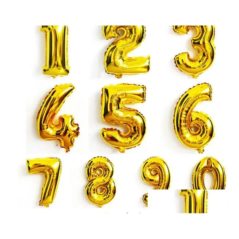 32 inch Gold Silver Number Foil Balloons Birthday Party Decorations Rose gold Wedding Balloon Party decor Supplies