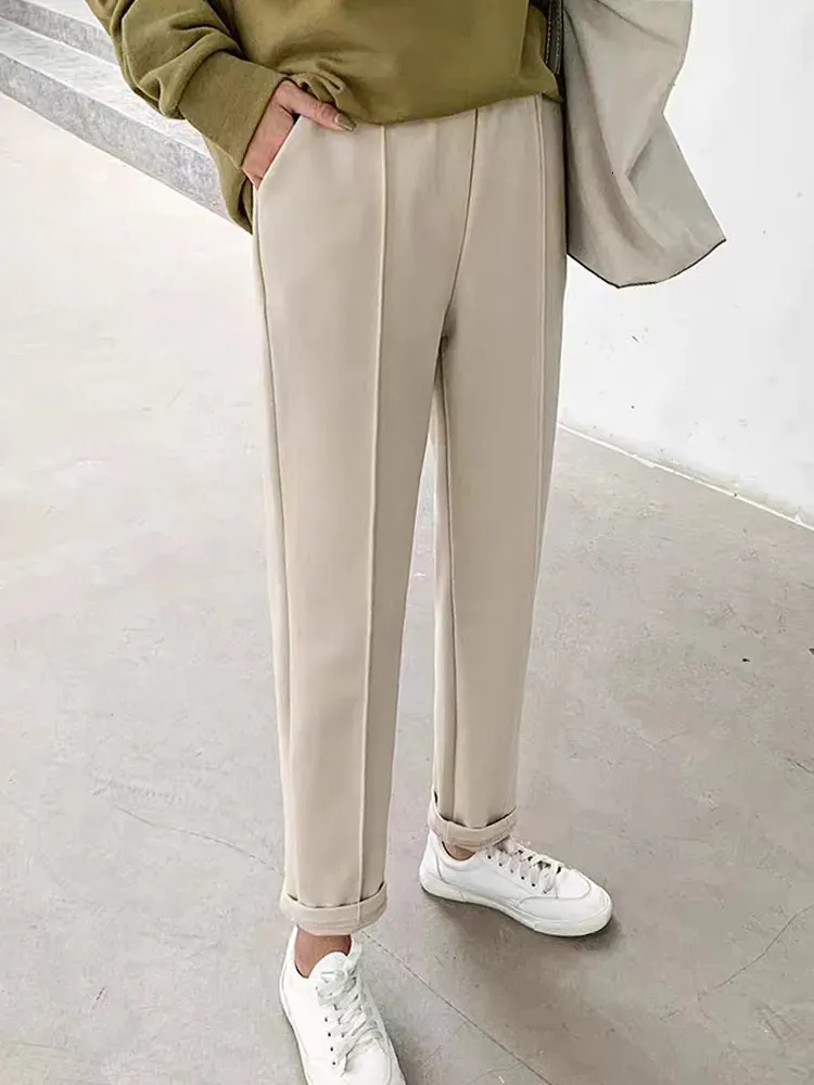 Woolen Pant's Harem Pencil 2023 Autumn Winter High talia swobodne Pantalones Beige Black Office Lady Women Woman Moders 231201