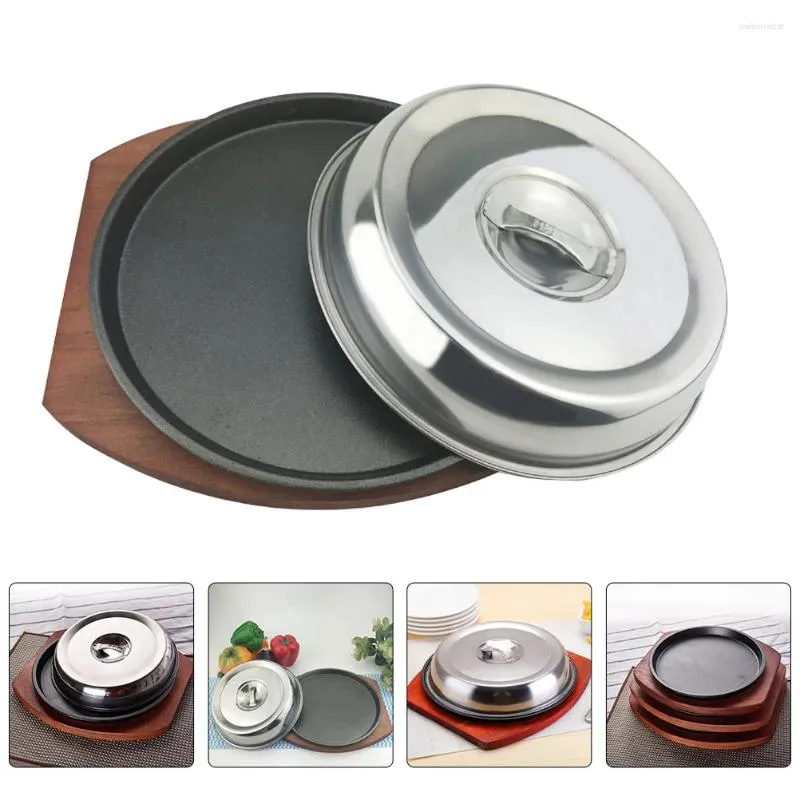 Platten Induktion Griddle Pan Western Cover Steak Teppanyaki Tablett Rindfleisch Platte Praktische Grillen Küche Kochgeschirr BBQ Gericht Barbecue