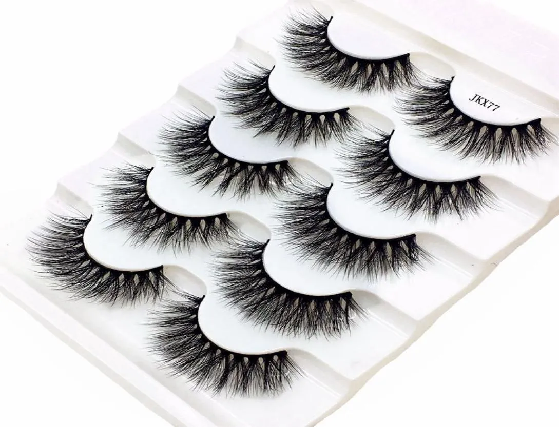 2019 Nya 5 par 100 Real Mink Eyelashes 3D Natural False Eyelashes Mink Lashes Soft Eyelash Extension Makeup Kit Cilios JKX776981673