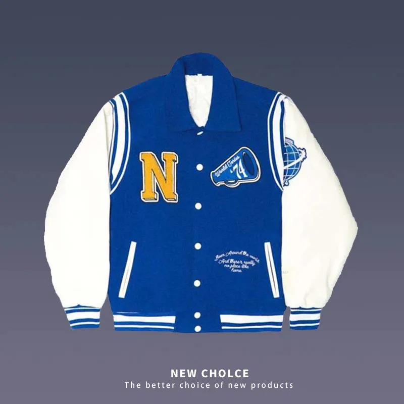 送料無料 日本 DHgate.com:Mens Embroidered PU Retro Jacket: Bomber Varsity Clothing