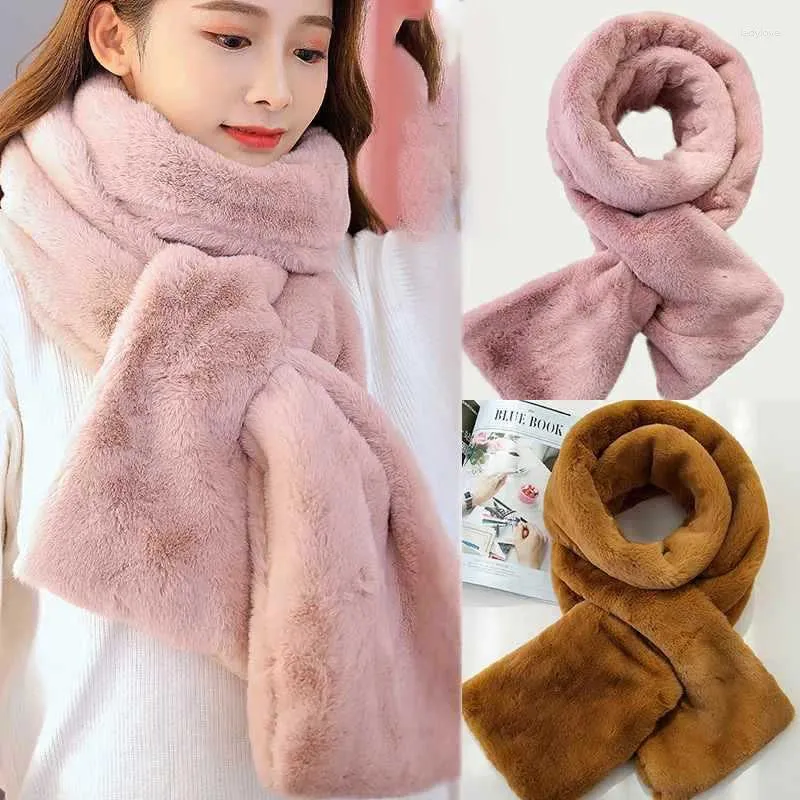 Lenços 2023 Coreano Inverno Faux Fur Scarf Mulheres Meninas Macio Pelúcia Cor Sólida Pescoço Collar Warmer Coisas