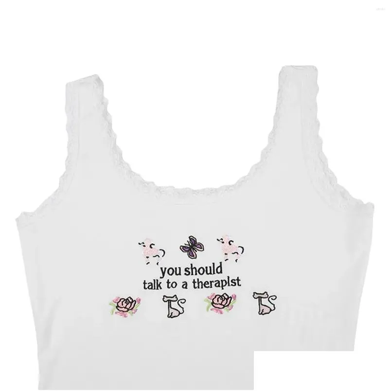 Kadın Tişört Tişörtleri Kadın Tank Topları Kolsuz Tops u-Beeck Dantel Patchwork Nakış Yaz Kulübü Damlası Teslimat Giyim Giysileri Dhkax