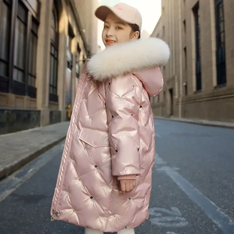 Manteau en duvet 30 degrés vestes d'hiver pour filles 2023 vêtements d'extérieur pour enfants décontracté à capuche enfants imperméable coton Parka vêtements de neige 231202