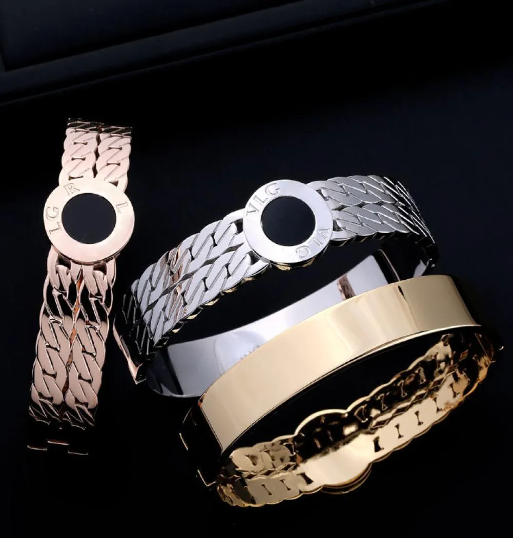2019 золотые браслеты из нержавеющей стали, ювелирные изделия, браслет-манжета, роскошные дизайнерские ювелирные изделия, мужские браслеты, серебряный браслет, круглая буква, бренд b6486616