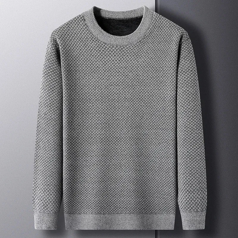 Męskie swetry zagęszczenie zimowej okrągłej szyi zagęszczony sweter Knover pullower solidny kolor długi rękawy swobodny codzienny płaszcz 231201